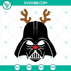 darth vader mask with reindeer antlers on it's head and the word sv