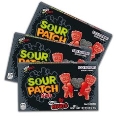 two packs of soury gummy bears are shown