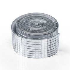 a roll of silver duct tape on a white background with reflection in the middle,