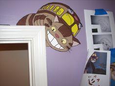 there is a cartoon cat on the wall