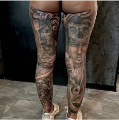 Tattoo Ideas Female Leg Sleeve Unique, Back Leg Sleeve Tattoo, Back And Buttock Tattoo, Full Leg Sleeves For Females, Big Tattoos For Women Leg, Full Leg Tattoo Design, Woman Leg Sleeve, Leg Sleeve Women, Unique Leg Tattoos Women