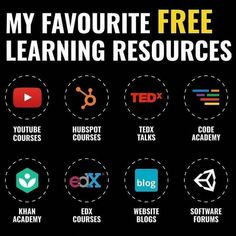 a poster with the words, my favorite free learning resources and other things to do