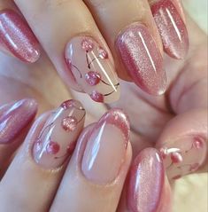 Hello Nails, Cherry Nails, Blush Nails, Pretty Gel Nails, Soft Nails, Kawaii Nails, Nails 2024, 2024 Trends, Funky Nails