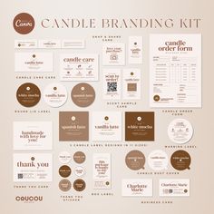 the candle branding kit is displayed on a wall