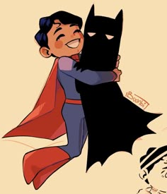 an image of a cartoon character hugging batman