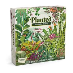 a box with plants on it and the words planted written in white letters, surrounded by