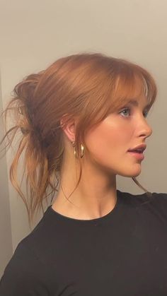 Easy Hair Up, Strawberry Blonde Hair Color, Ginger Hair Color, Strawberry Blonde Hair, Orange Hair, Curtain Bangs, Ginger Hair