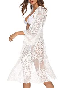 Top 17 Chic Nashville Outfits for Day and Night Adventures Lace Cardigan Outfit, Lace Beach Wear, White Lace Kimono, Long Kimono Dress, Cover Up Kimono, Beach Cover Ups, Lace Kimono, Lace Cardigan