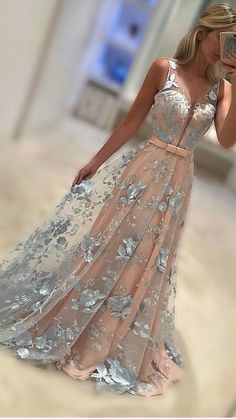 elegant champagne printed prom dress with bowknot, fashion floral tulle party dress with pleats Cheap Prom Dresses Long, Prom Dresses 2018, Lace Prom Dress, فستان سهرة, A Line Prom Dresses, Lace Evening Dresses, Prom Dresses Lace, Moda Vintage