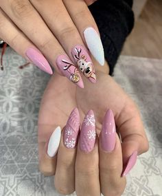 Disney Acrylic Nails, Tape Nail Art, Xmas Nail Art, Boho Nails, Eye Nail Art, Pink Ombre Nails, Happy Nails, Christmas Nails Acrylic, Acrylic Nails Coffin Short