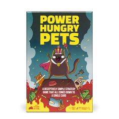 the power hungry pets card game is shown in front of an image of cats and dogs