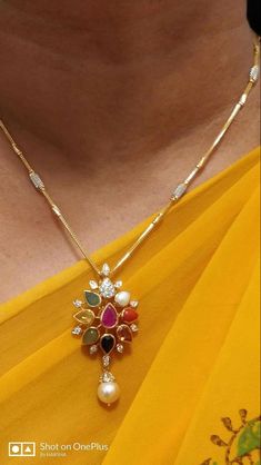 Simple Necklace In 10 Grams, Gold Light Weight Pendents, Chain And Locket Gold, Navaratnalu Locket, Light Weight Pendants Gold, Navarathna Pendant Gold, Simple Pendents For Gold Chain, Light Weight Chains Gold, Simple Pendents Gold Chain