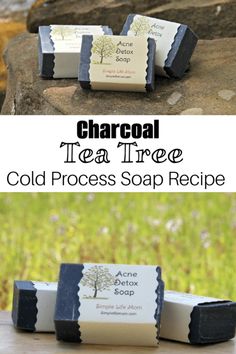 Amazing Charcoal Tea Tree Soap Recipe – cold process - Simple Life Mom Acne Soap Recipe, Rose Soap Recipe, Charcoal Soap Recipe, Goat Milk Soap Recipe, Tea Tree Oil Soap, Goat Milk Recipes, Acne Soap