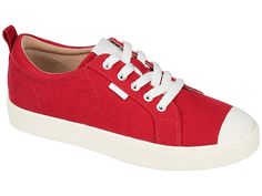 Journee Collection Comfort Foam Meesh Sneakers - Women's Shoes : Red : Charming casual style defines this lace-up Journee Collection cap-toe sneaker. The Meesh features light canvas uppers for breathability. A clean rubber sole and a dreamy 8 mm Comfort Foam footbed complete this everyday look. Ankle pull-tab. Round-toe silhouette. Rubber outsole. Imported. Weight of footwear is based on a single item, not a pair. Cool Womens Sneakers, Wide Sneakers, Athleisure Fashion, Round Toe Heels, Journee Collection, Sneaker Collection, Sporty Look, Fashion Sneakers, Canvas Shoes