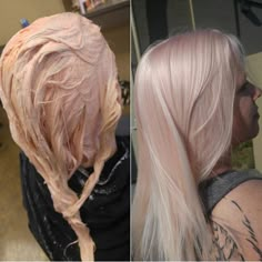 Baby pink toner. Love it!!!  #hair #hairstyle #hairstyles #beauty Unique Platinum Blonde Hair, Pink Toner For Hair, Pastel Pink Hair Pale Skin, Pink Tinted Blonde Hair, Light Blonde Pink Hair, Cool Hair Dye Ideas For Blondes, Pink Platinum Hair, Pink Toner For Blonde Hair, Blonde And Light Pink Hair