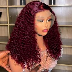 180 Density Bob 99J Burgundy Lace Front Wigs Human Hair 13x4 Lace Frontal Wig Short Curly Bob Wig Bob Frontal, Burgundy Lace Front Wig, Deep Wave Bob, Curly Bob Wig, Curly Lace Frontal, Short Bob Cuts, Jerry Rice, Curly Bob Wigs, Short Curly Bob