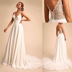 the back of a wedding dress with straps