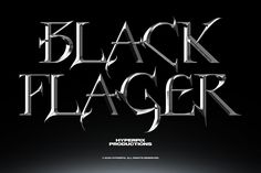 the black flager logo is shown on a dark background with white lettering and silver letters