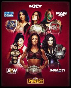 the wwe women's wrestling team is shown in this promotional poster for their upcoming match