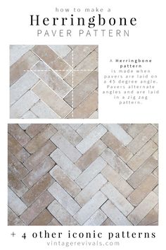 how to make a herringbone paver pattern with 4 other patterns for the floor