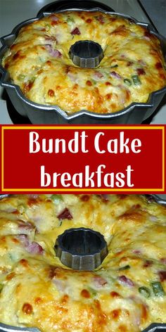 two pans filled with different types of food on top of each other and the words weight watchers bundt cake breakfast