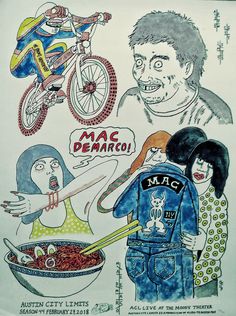 an advertisement for mac demarco with cartoon characters