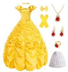 a princess dress and accessories are on display