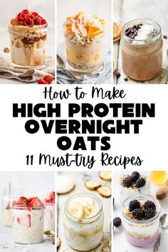 11 High Protein Overnight Oats Recipes (+More Flavors) Overnight Oats Protein Powder, Oats With Protein Powder, Overnight Oats With Protein Powder, Overnight Oats With Protein, Overnight Oats With Chia Seeds, Oats With Chia Seeds, High Protein Overnight Oats, Overnight Oats With Chia, Overnight Oats Recipe Easy