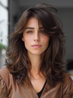 Best Mid Length Hair with Layers: Bangs, Lobs, Side Parts, and More Haircuts For Mid Length Hair, Round Face Thick Hair, Brunette Mid Length Hair, Lob Haircut Thick Hair, Long Lob Haircut, Wavy Lob Haircut, Lob Haircut With Bangs, Layers Bangs, Side Part Haircut