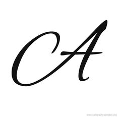 the letter c is made up of cursive lines and letters that are black on white