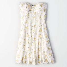 Brand New Size Medium :A2534 Cream Yellow, Yellow Cream, Corset Dress, American Eagle Outfitters, New Dress, Strapless Dress, American Eagle, Floral Print, Floral Prints