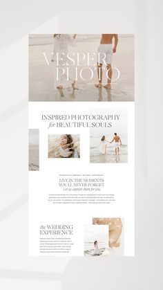 the website design for photographer and wedding photographer, designed by creative studio in collaboration of an image