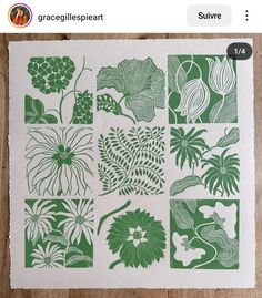 an image of green and white flower designs on a piece of paper with the words gracevilleespieart seguir