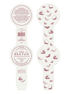 the packaging design for brelon's chocolates is shown in red and white