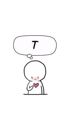 a cartoon character holding a heart with the letter t above his head