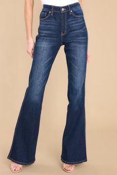 Sassy Dark Wash Wide Leg Jeans - All Bottoms | Red Dress Medium Wash Mid-rise Jeans For Night Out, Casual Pants With Five Pockets For Night Out, Casual Five-pocket Pants For Night Out, Mid-rise Medium Wash Jeans For Night Out, Trendy High Rise Pants For Fall, Dark Wash High Waist Jeans For Night Out, Chic Medium Wash Pants For Fall, Mid-rise Denim Jeans For Night Out, Casual Jeans For Night Out