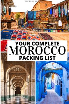 morocco's blue city with the words your complete morocco packing list