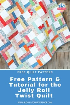 the free quilt pattern and instructions for this jelly roll twist quilt