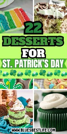 A collection of St Patrick's Day Dessert Recipes. Saint Patrick’s Day Desserts, Recipes With Strawberry, St Patrick's Day Dessert, Chocolate Apple, S Mores Cookies, Green Desserts, Lemon Chocolate, Strawberry Lemon