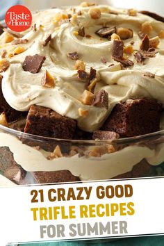 the cover of 21 crazy good trifle recipes for summer by taste of home cookbook