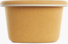 a yellow container with a white lid on a white background