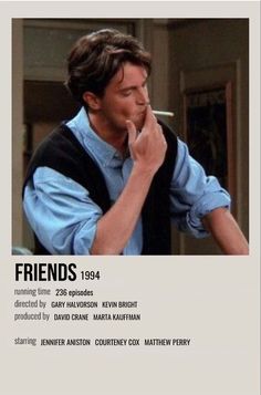 an advertisement for friends starring in the television show friends 1994, with a man holding his hand to his mouth