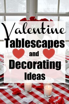 Red checked tablecloth with white plates, candles and hearts. Diy Valentines Table Decor, Table Decor For Valentines Day, Diy Valentine Centerpieces Simple, Valentine Party Decoration Ideas, Valentines Banquet Table Decorations, Valentines Table Centerpiece Ideas, Valentine’s Day Banquet, Simple Valentine Centerpieces, Valentines Cabinet Decor