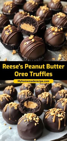 reese's peanut butter oreo truffles on a tray