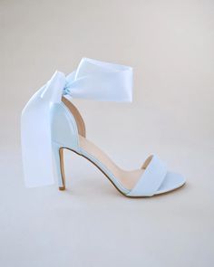 Satin High Heel Wedding Sandals with Pearl Strap, Bridal Heels Summer Wedding Satin Shoes, Open Toe Sandals With Bow For Wedding, Bridesmaid Heels With Satin Bow, Summer Wedding Guest Heels With Wrapped Heel, Satin Bow Heels For Bridesmaids, Summer Bridesmaid Wedding Shoes With Bow, Wedding Ankle Strap Sandals With Satin Bow, Open Toe Sandals With Satin Bow For Wedding, Fitted Heels With Satin Bow And Ankle Strap