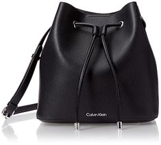 Calvin Klein Women's Gabrianna Novelty Bucket Shoulder Bag Calvin Klein Bag, Business Casual Outfits For Women, Calvin Klein Women, Monogrammed Leather, Leather Bucket, Black Bag, Handbag Purse