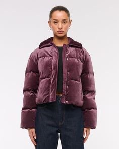 Women's Faux Fur Short Puffer | Women's Coats & Jackets | Abercrombie.com Fashion Puffer Jacket, Air Clothes, Ideas For Autumn, Leather Shorts, Women's Coats & Jackets, Fabulous Fashion, Women's Coats, Leather Fabric, Puffer Coat