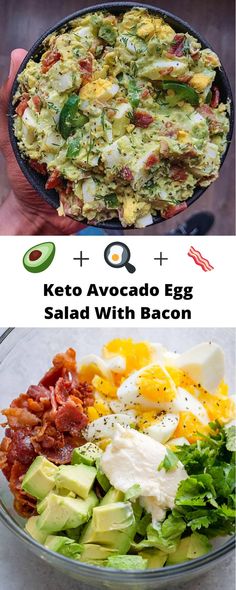 keto avocado egg salad with bacon