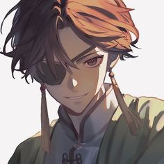 an anime character with brown hair and black eyeliners looking at the camera while wearing sunglasses