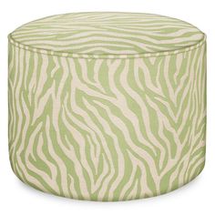 a green and white zebra print ottoman